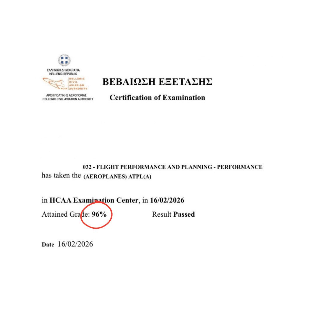 Official exam certification issued to an Airman's Ground student