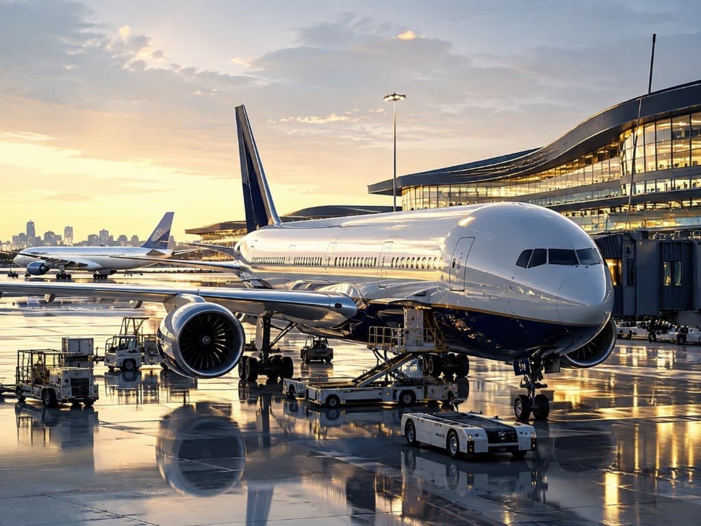 Commercial aircraft at the gate